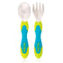 Nuby 2 Piece Stainless Steel Utensil Set, Blue/Green, 2 Count