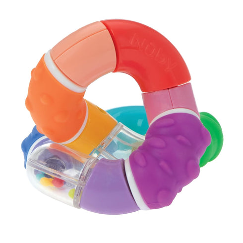 Nuby Twista Teether Toy for Babies, Multicolor Rattle for Teething Relief, Suitable for 6+ Months