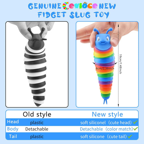 Cevioce Fidget Slug Toy, Sensory Slug Fidget for Kids & Adults, 1Pc Autism Sensory Toy for Toddlers, Birthday Gifts