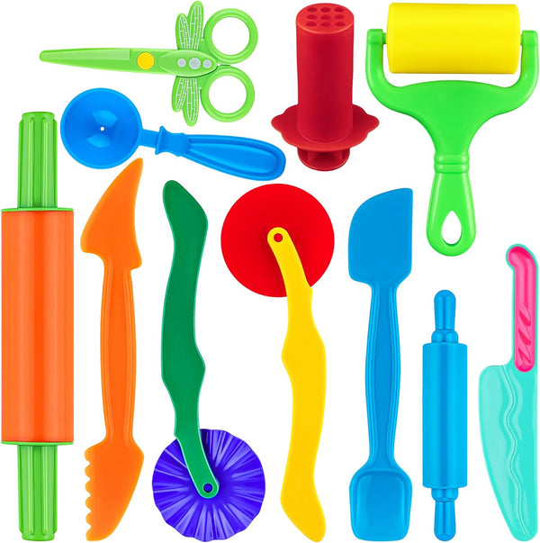 Dough Play Tools 11 PCS Basic Dough Accessories Starter Set for Kids