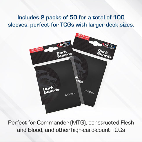 BCW Deck Guard Double Matte Black Card Sleeves, 100 Ct - Acid-Free, Archival-Safe, Durable