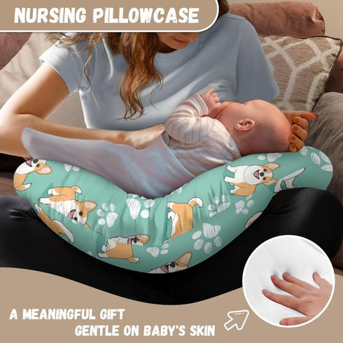 Qehuruxo Corgi Baby Nursing Pillow Cover Baby Breastfeeding Slipcover Infant Newborn Nursery Bottle Pillowcase Stretchy