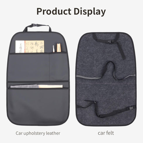 pefirst 3 2-Pack) Kick Mat Back Seat Protector Waterproof Leather Car Seat Back Organizers Cover with Storage Pockets