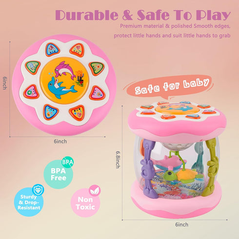 0-6 Tummy 0-3 4 5 6 7 8 9 10 11 12 1 Baby Toys Months, Newborn Aquarium Ocean Rotating Projector Music Light Up Toy