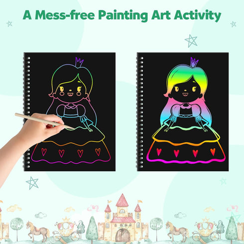 ZMLM 2 Pack 4-8,Easter Scratch Paper Art Craft: Rainbow Scratch Notebooks Easter Basket Stuffers for Toddler Crafts