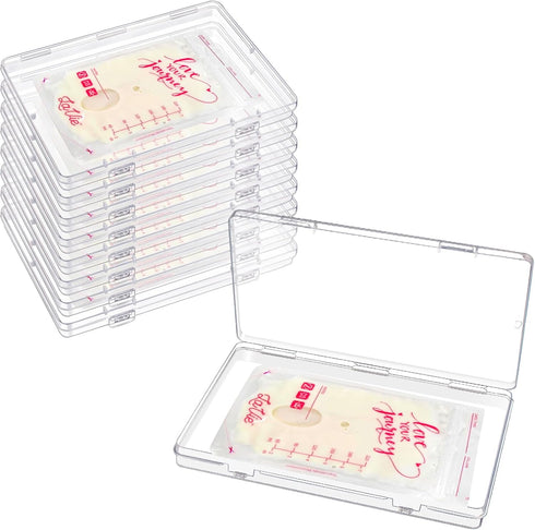 GRETJOB 8 Pcs Clear Flat Breast Milk Freezer Storage Organizer, Space Saving Breastmilk