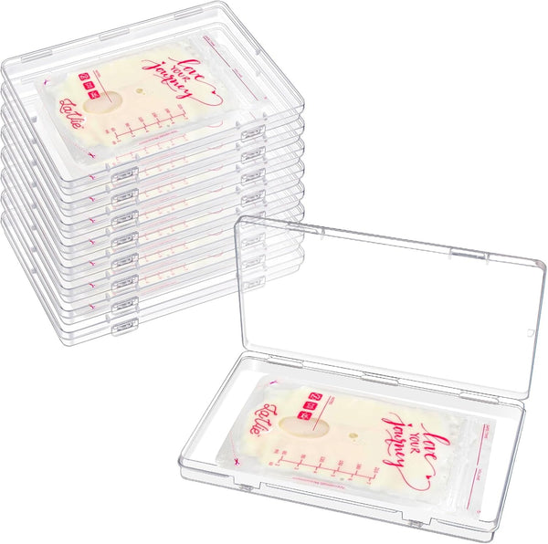 GRETJOB 8 Pcs Clear Flat Breast Milk Freezer Storage Organizer, Space Saving Breastmilk