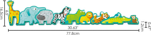 Hape Wooden Animal Parade Building Blocks Alphabet Puzzle Playset - Educational for Children 3 Years and Up