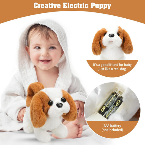 Plush Saint Bernard Toy Puppy - Electronic Interactive Dog for Kids, Walking, Barking, Tail Wagging Companion