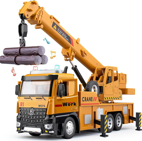 TAKGUD Crane Toy for Boys, 13.5" Large Crane Truck with Lights and Sounds,
