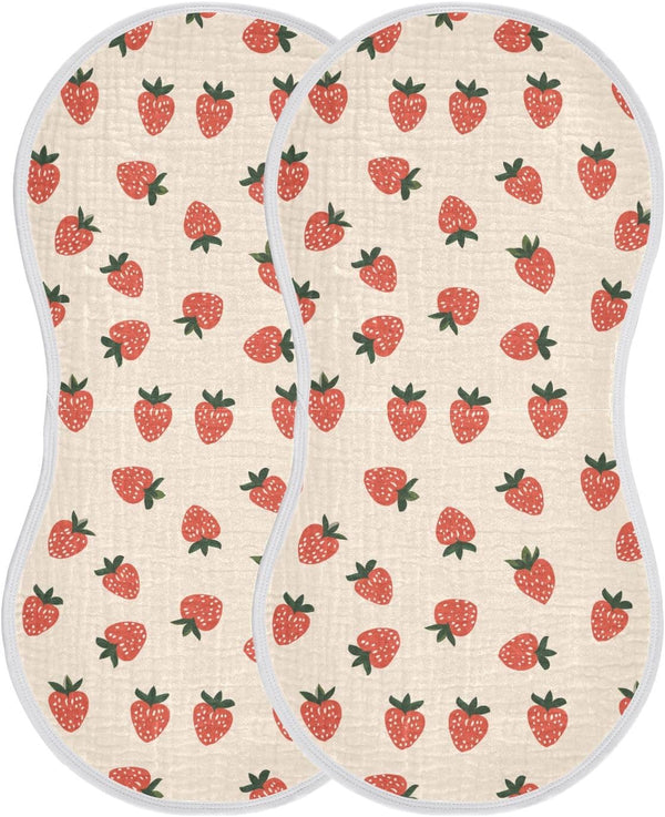 Strawberry Cotton Muslin Baby Burp Cloths Soft Touch washcloths for Gender Neutral
