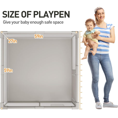 Babies(59x59x27inch), Mommy ZEEBABA Baby Playpen, Big Play Pen for Kids Safe Play Center for Babies and Toddlers, Baby