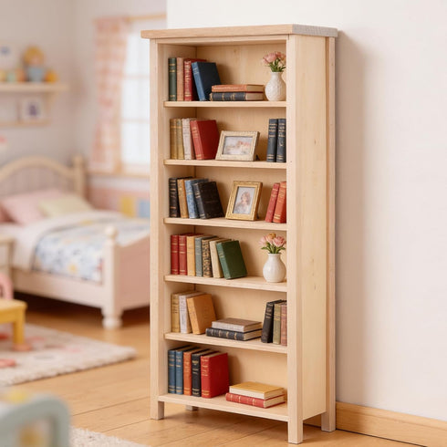 1:12 Scale Dollhouse Bookshelf, Doll House Model Storage Cabinet Wooden Miniature Bookcase Unfinished for Mini Book