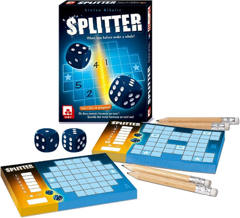 Symmetrical 8+, 1-12 15 Splitter Dice Game - A Challenge of Numbers and Strategy, Roll-and-Write Puzzle Game, Family