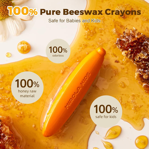 24 100% 1-3,Non-Toxic 108 4-8 Colors Pure Beeswax Crayons for Toddlers Crayons with Free Coloring Books PDF Pages, Safe