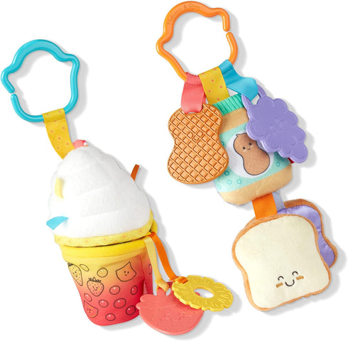 2-Pack Melissa & Doug Multi-Sensory Take-Along Clip-On Infant Toy (PB&J and Bubble Tea)