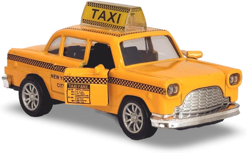 NYC Yellow Cab Taxi Toy with Pullback Action, Die Cast New York City Taxi (No Sound)
