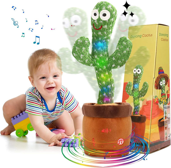 MIAODAM Volume Adjustable Dancing Cactus Toy, Colorful Glowing Plush Toy Singing 120 Songs for Kids