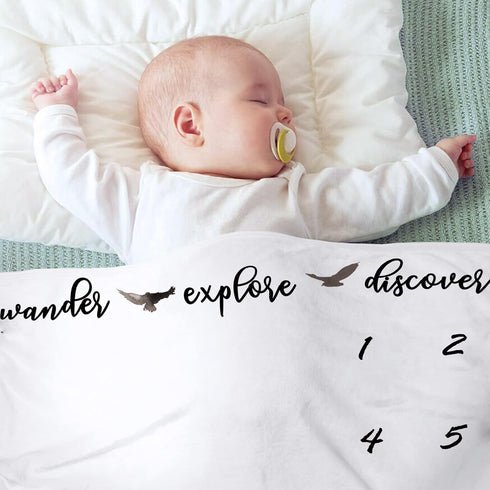 fundich 45"x40" Baby Monthly Milestone Blanket for Boys & Girls | Soft Months Picture Blanket for Newborns | Woodland