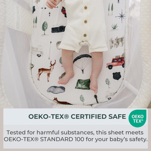 2 Pack Pobibaby - Premium Bassinet Sheets for Standard Bassinets - Ultra-Soft Cotton Blend, Stylish Woodland Pattern