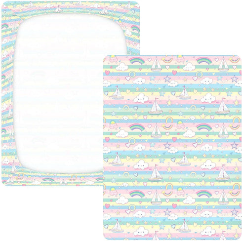 miaozhen Sailboat 1 Pack 52x28 Cotton Baby Crib Sheets Soft Comfy Island Cartoon Toddler Mattress Sheet for Nursery