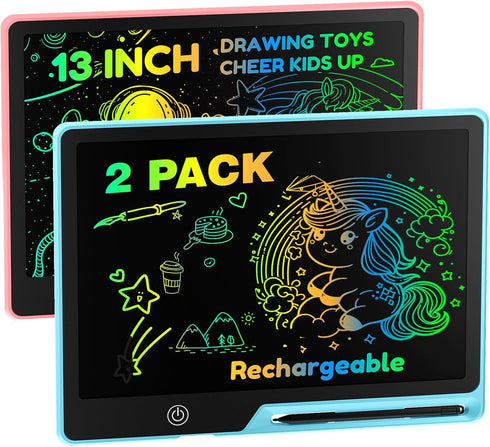 LCD Writing Tablet for Kids, Rechargeable Doodle Board Toys, 13 Inch Colorful Drawing Pad for 3-8 Year Olds