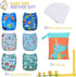 6 Pack 6 Inserts,1 TDIAPERS Cloth Diapers Reusable Washable Pocket Diapers Cover One Size Adjustable for Baby Snaps