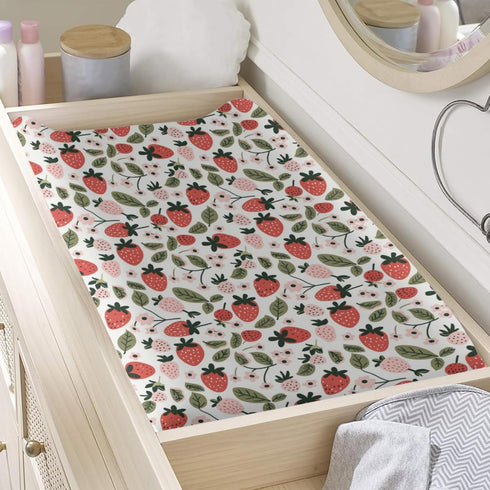 KuphiL10C Girls-16x32 Cartoon Strawberry Flowers Leaves Baby Changing Pad Cover,Unisex Fruits Nursery Diaper Changing