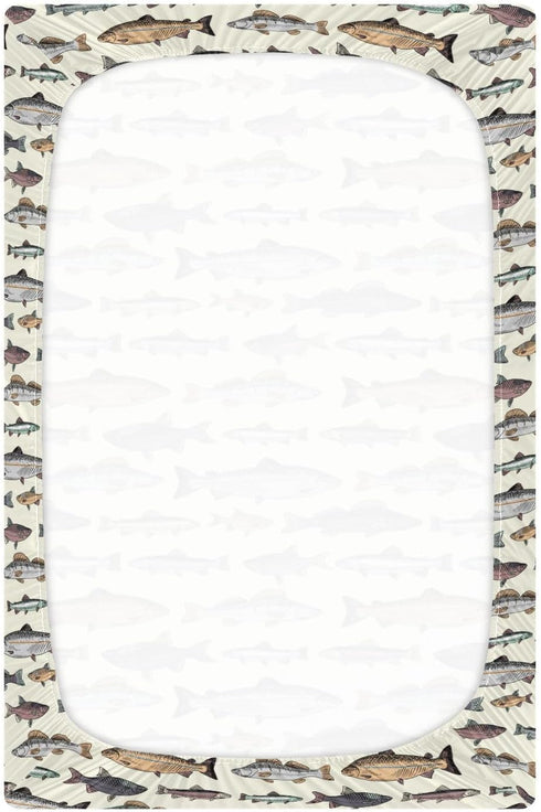 J JOYSAY Pack Mattresses,52 28 Vintage Fishes Fitted Crib Sheet for Boys Girls Baby Crib Sheet Crib Mattress Sheet