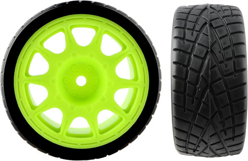 4PCS Off Road RC Cars Rubber Tires Set 12mm Hub Wheels Tires for HSP 94122 94123 94103 3850 3851 FW06 (Green)