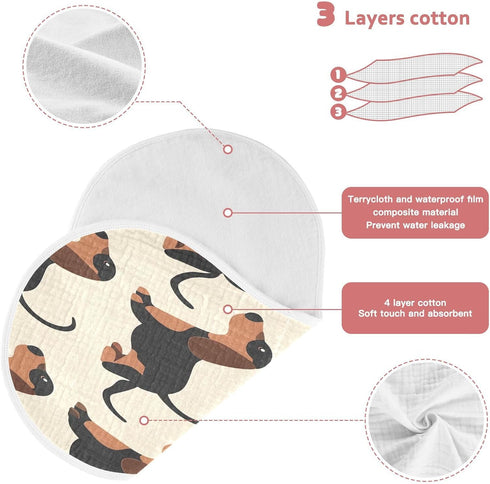 YETTASBIN Dachshund Dog Muslin Baby Burp Cloth, Super Soft Absorbent Cotton Burp Rag Baby Bibs Feeding Cloth