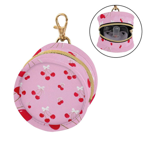 Cherry Round Pacifier Storage Case with Zipper, Portable Pacifier Case for Travel, Diaper Bag & Purse, Pacifier