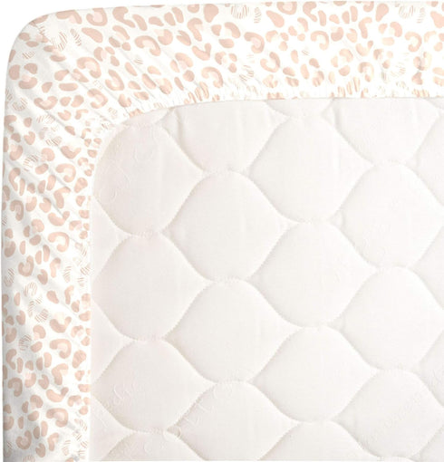 24x5x38 Inch (Pack 1) NoJo Neutral Cheetah Peach, Pink & Ivory Super Soft Mini Crib Sheet, Pink, Peach, Ivory