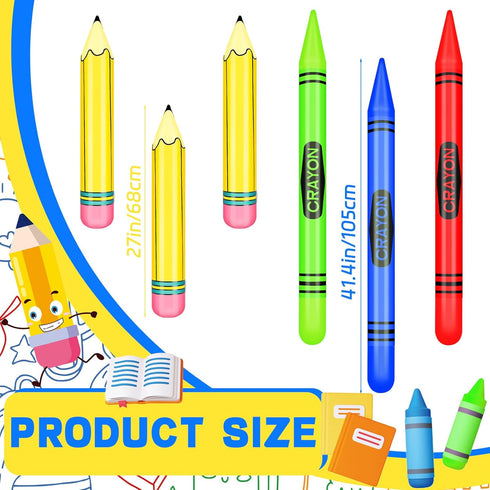 6 4 Pcs Giant Large Inflatable Crayons Hanging Neon Back to School Pencil Crayons Classroom Decoration for Back