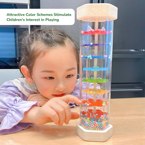 WODI Wooden Rain Stick Baby Toys for 0-12 Months, Montessori Musical Instrument for 1 Year Old Gifts
