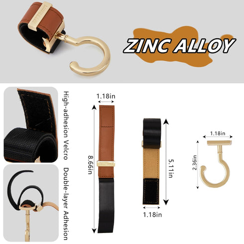MTTBmrt 2 Pack Clip|360 66lb Stroller Hooks,Strong Synthetic Leather Hook-and-Loop Fastener&High-Quality Metal