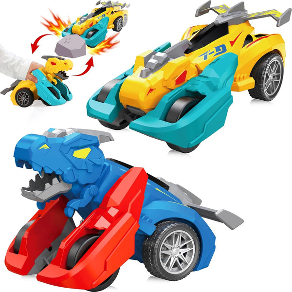 LAREMIOR Dinosaur Monster Truck Toys for Ages 2-4, 2 Pack Collision Transformer Dinosaur
