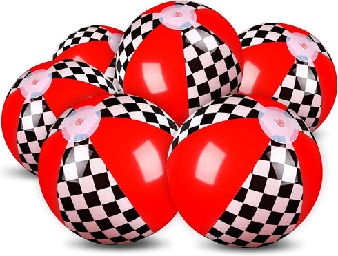 Hollowfly 6 Pack Race Car Beach Ball for Kids 7.87" Bulk Inflatable Black