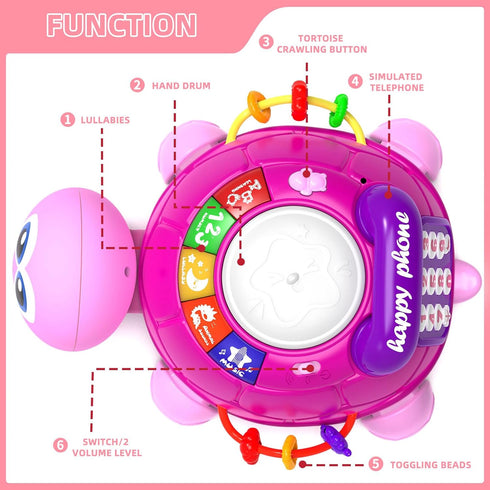 6-18 7 8 9 11+ 1-2 Hanayo Baby Musical Turtle Crawling Girl Toys for MonthsInfant Early Learning Educational ToyBaby