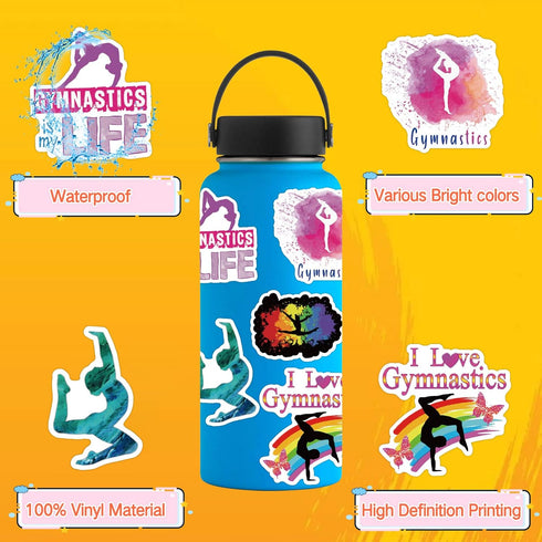Gymnastics Stickers 100PCS - Gifts for Girls & Water Bottles, Gymnastics Wall Decal