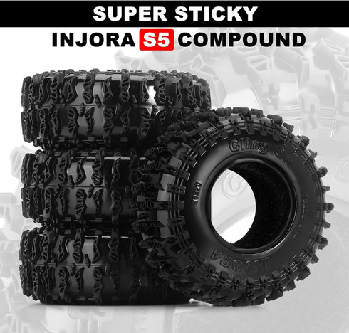 INJORA 1.3" Tires - S5 Cling On Tires 70 * 26mm for SCX24 TRX4M AX24 1/18 1/24 Micro Crawler