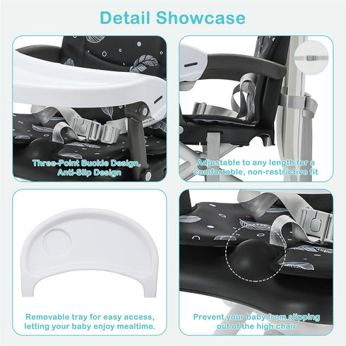 3in1 4 UBRAVOO Baby Booster Seat for Dining Table with Removable Tray & Cushion, Portable Toddler Booster Seat, Height