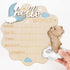 FYSUIMU Bear Theme Birth Announcement Sign Hello World Newborn Sign Cute Blue Bear Newborn Milestone Wooden Board
