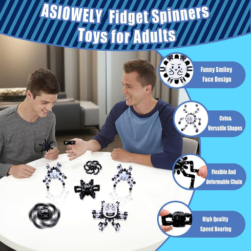 8-12 Transformable Fidget Spinners Toys for Adults and Kids,Cool Fingertip Gyros,Sensory Toys for Teens Boys Age ADHD