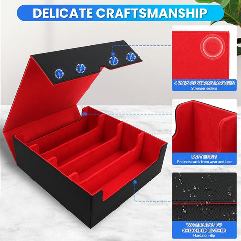 AOBOPLE 2400+ Trading Card Storage Box - 4 Rows Card Deck Case with 10 Pcs Card Dividers for Magic Commander YugiOh TCG