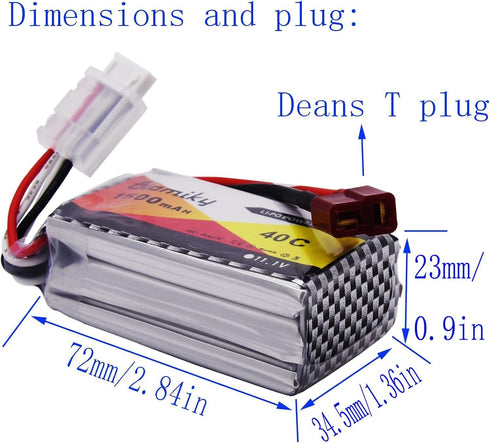 Blomiky 2 Pack 11.1V 1500mAh 35C 11.1V 1500mAh 2 Lipo Battery with T Plug for RC Airplane, RC Helicopter, RC Car Truck