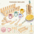 20 Playset 3 PCS Kitchen with Wooden Toy Plates and Dishes, Montessori Kitchen Toys for Girls and Boys, Wooden Play