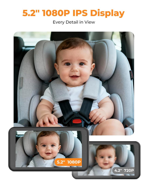 BM2A 3X 5.2" 1080P LUCKVIEW Baby Car Camera Zoom to See Baby Clearly, Display & Auto IR Night Vision, Rear-Facing View