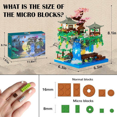 Cherry Blossom Bonsai Tree Micro Building Block Set, Japanese Sakura Tree Toys for Adults Kids
