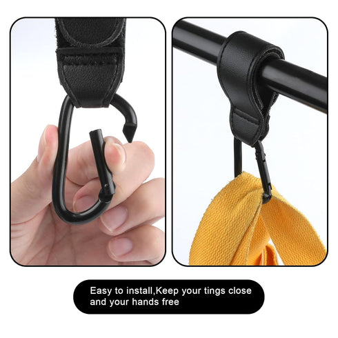 Stroller Hooks - 2pcs Heavy Duty Mommy Bag Hook for Hanging Shopping and Diaper Bags (Black)